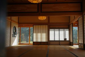 Kanso Japanese minimalism — traditional tatami room with shoji
